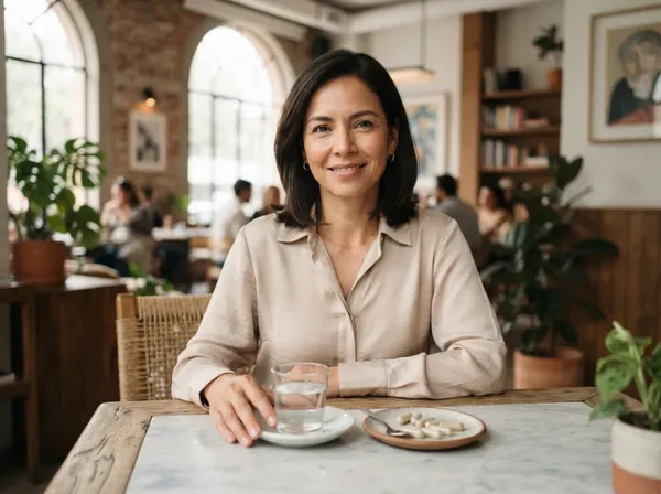 Mujer emprendedora sonriente trabajando en su negocio